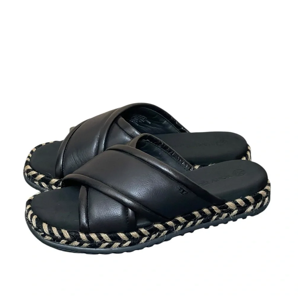 TORY BURCH Leather‎ Espadrille Slide Sandals Size 7.5M